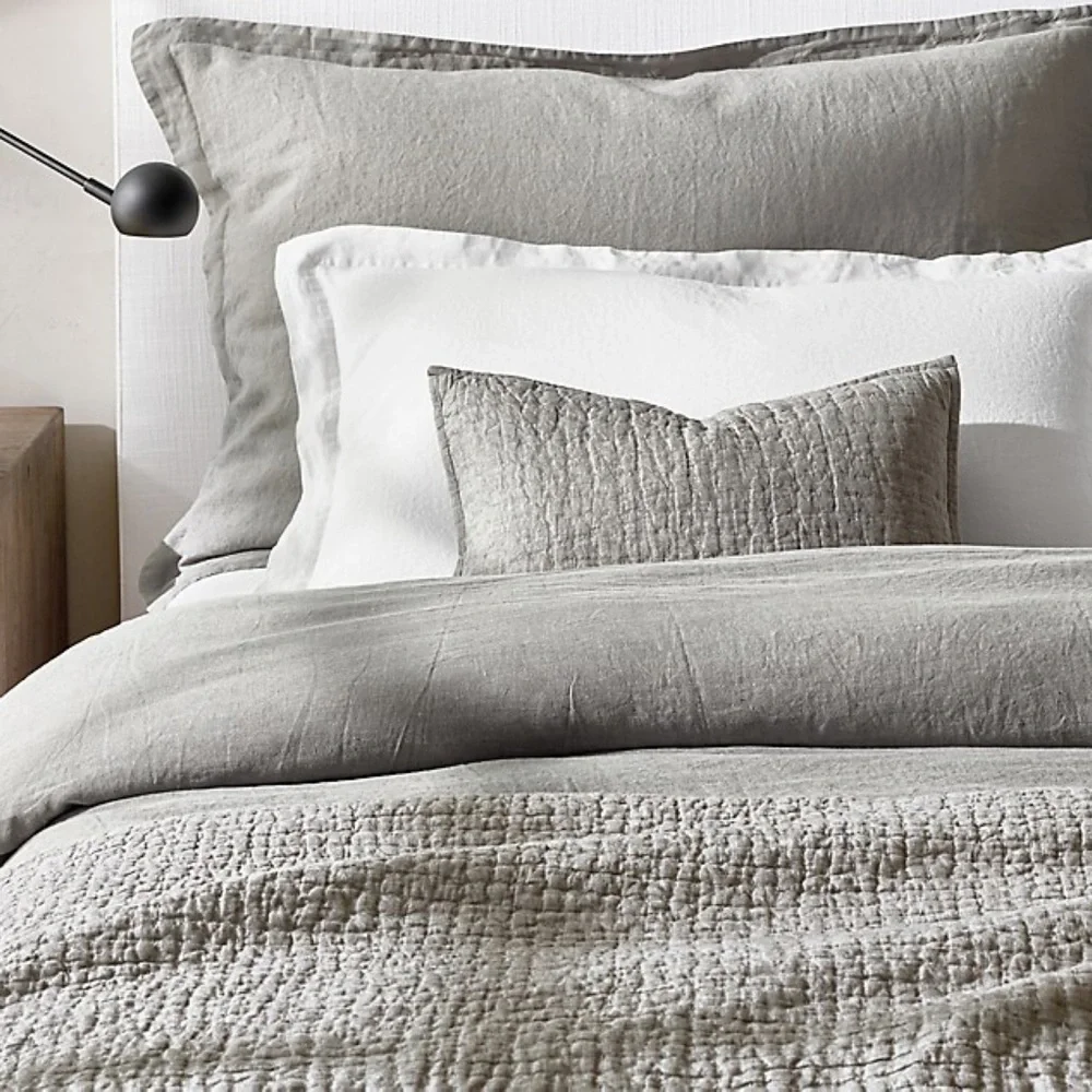 Restoration Hardware Vintage-Washed Hand-Quilted Belgian Flax Linen Sham